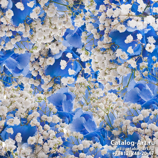 Натяжные потолки с фотопечатью - Голубые цветы 54